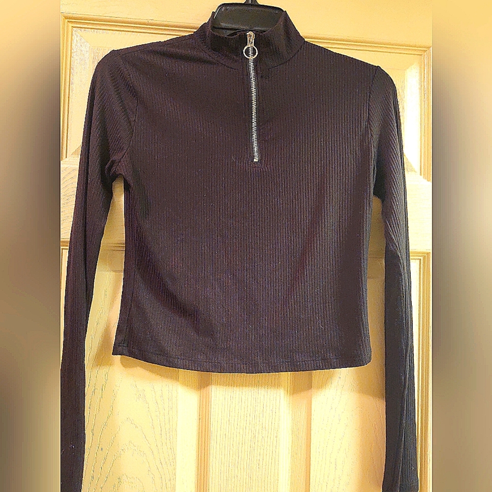 Perfectly Imperfect Juniors Black Half Zip Top
